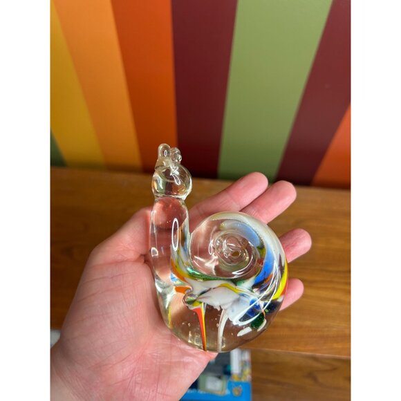 Vintage art glass paperweight snail figurine glass multicoloured - Picture 3 of 5